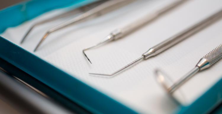 Dentistry tools on a tray