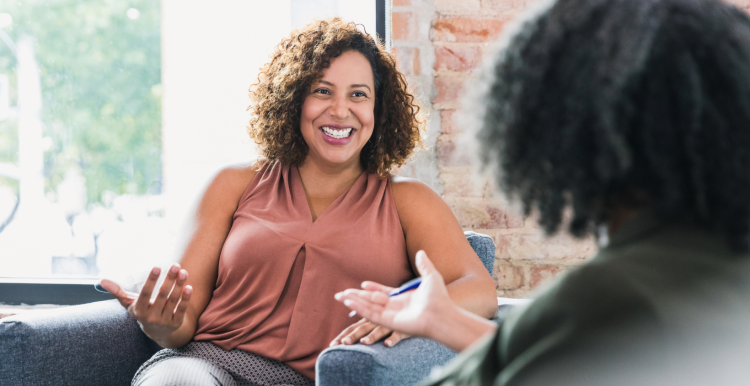 Two women talking