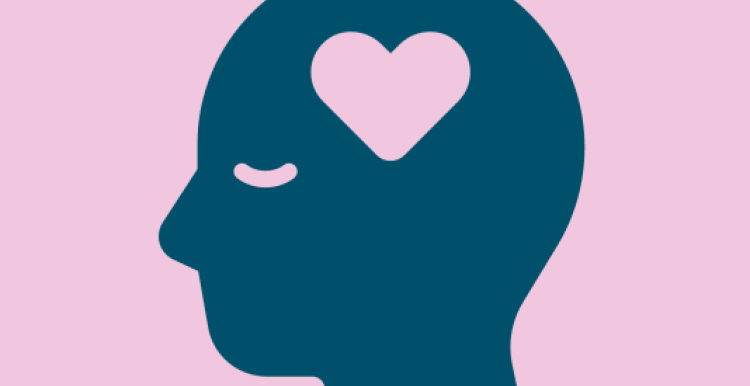a graphic showing the silhouette of a head in profile with a heart in it