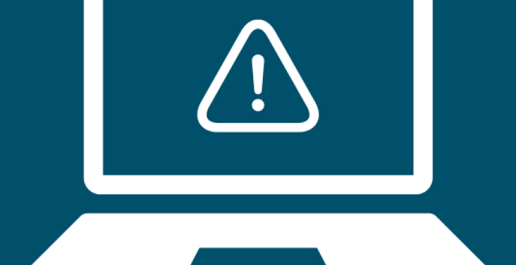 the alert symbol inside the screen of a laptop icon