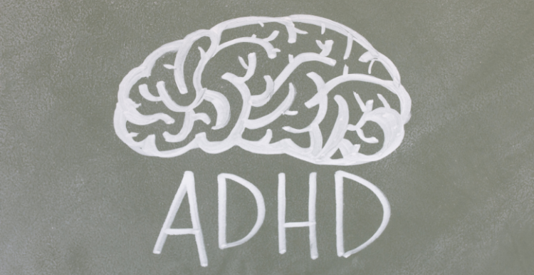 image of a brain with ADHD written on it.