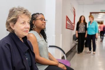 People waiting in a hospital corridor 