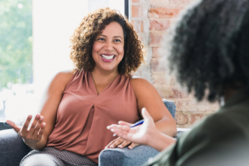 Two women talking