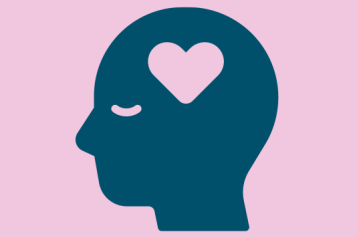 a graphic showing the silhouette of a head in profile with a heart in it