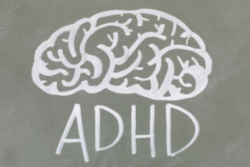 image of a brain with ADHD written on it.