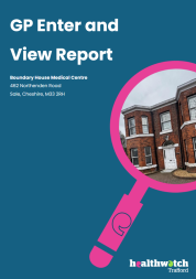 The front cover of the report, showing the boundary house building inside a magnifying glass